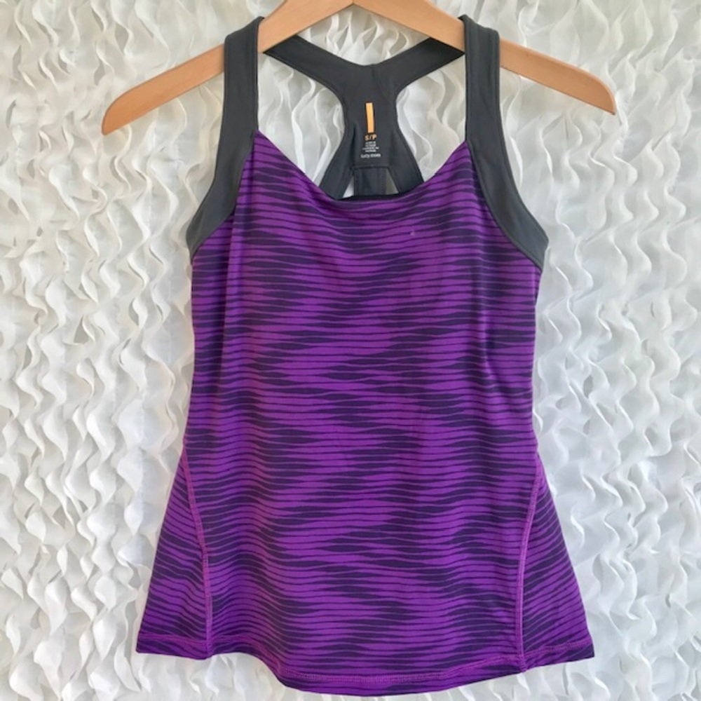 Lucy Racerback Tank S Purple Stripe